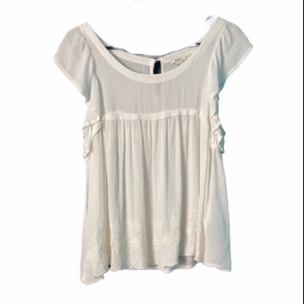 Forever 21 White Cotton Ruffle Bib Top, size M